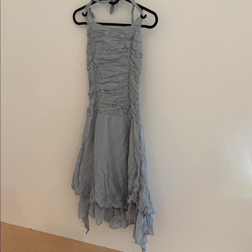Italian-Made Whimsical Rouched Halter Dress - Picture 4 of 9